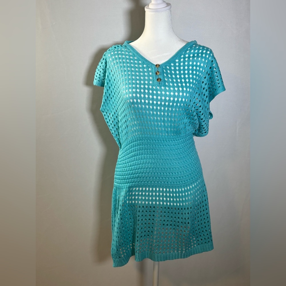 Cupshe Turquoise Knit Cover-Up size Medium